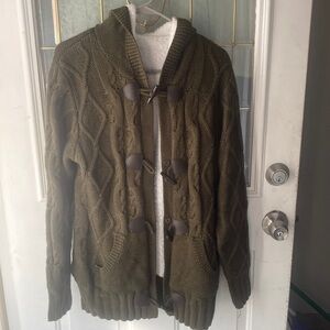 Olive Green Cardigan with Toggle Buttons
